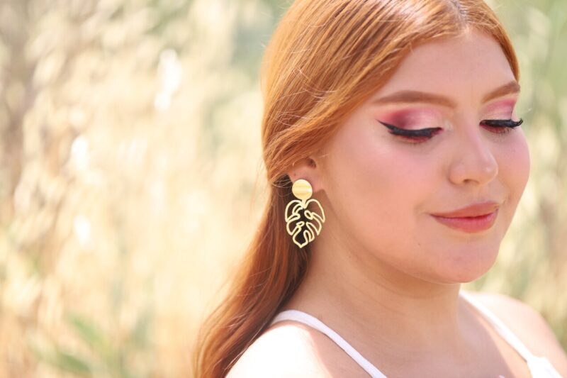 Gold Leaf Boho Wedding Earrings - ARIANNA - Image 5