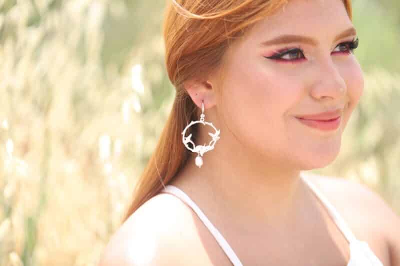 Freshwater Pearl Hoop Silver Boho Wedding Earrings - ELEANOR - Image 4