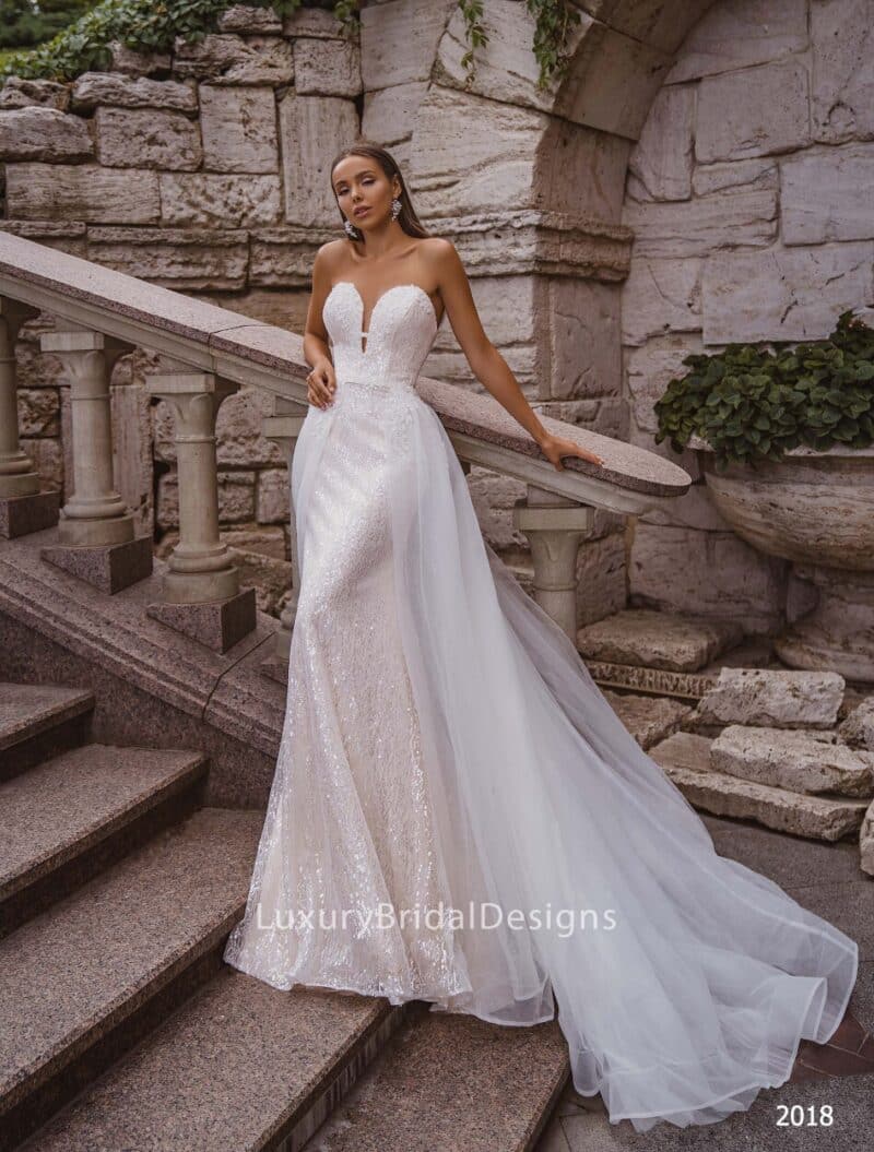 Mermaid Wedding Dress With Detachable Long Train - ARINA