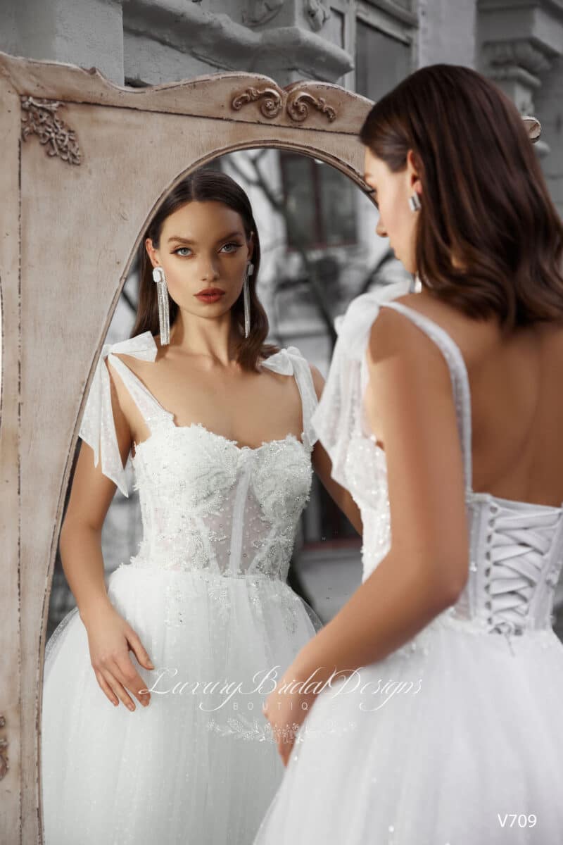 Corset Sparkling Ivory A-Line Wedding Dress - ADELA - Image 4