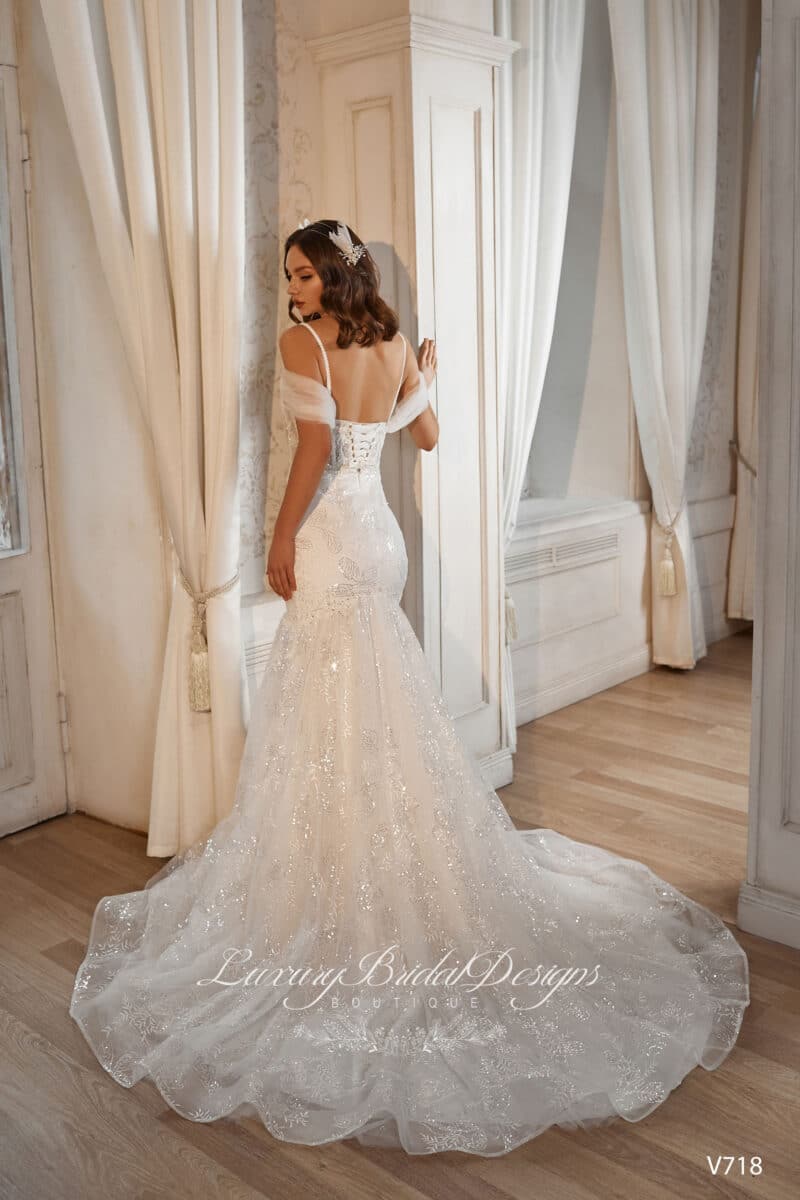 Plunging Neckline Sexy Mermaid Wedding Dress - MARIE - Image 3