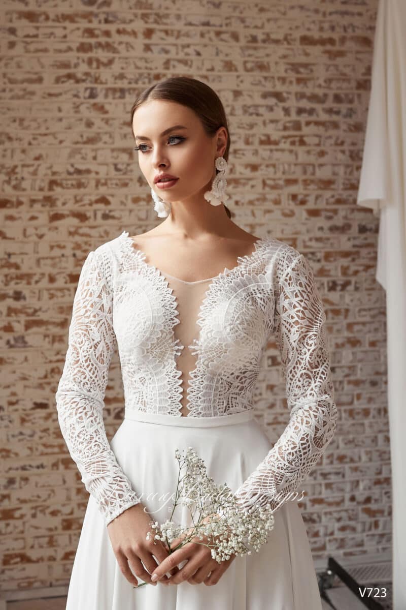 Long Sleeves Boho Wedding Dress - MALVINA - Image 2