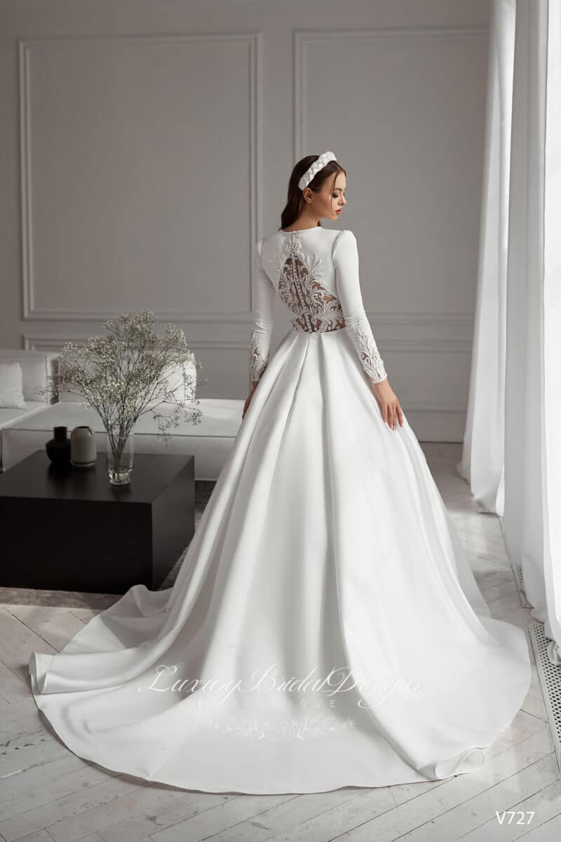 Long Sleeves Modest Ball Princess Wedding Dress - KAROLINA - Image 4