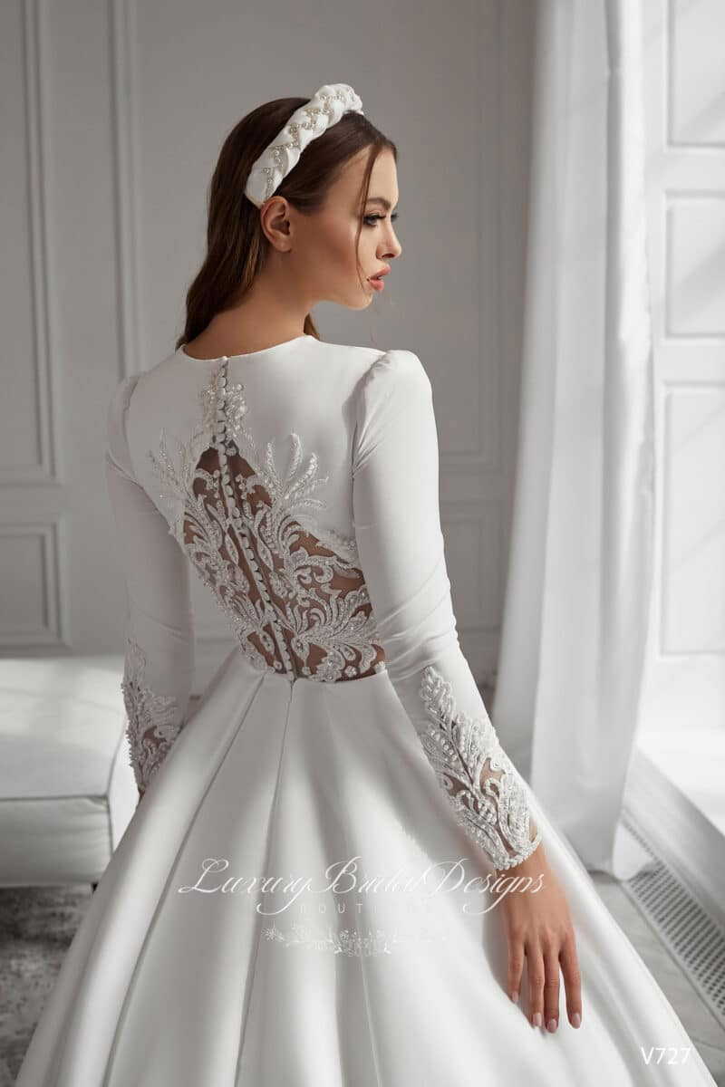 Long Sleeves Modest Ball Princess Wedding Dress - KAROLINA - Image 3