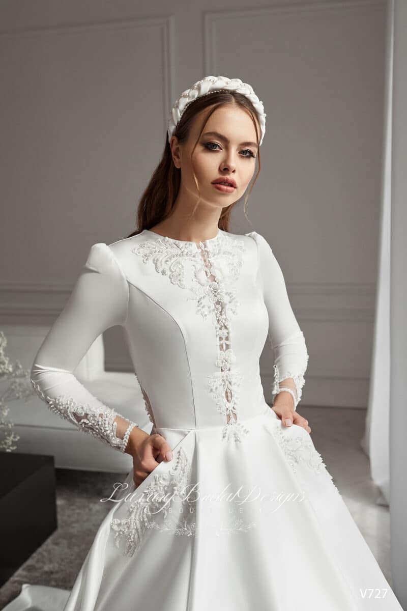 Long Sleeves Modest Ball Princess Wedding Dress - KAROLINA - Image 2