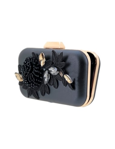 The Paola Leather Clutch Black