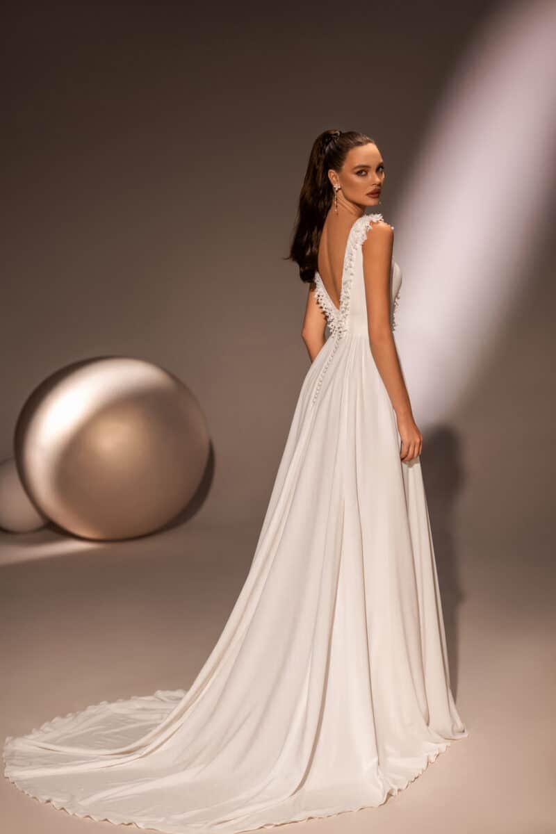 Deep V Neckline A-line Wedding Dress - DONNA - Image 3