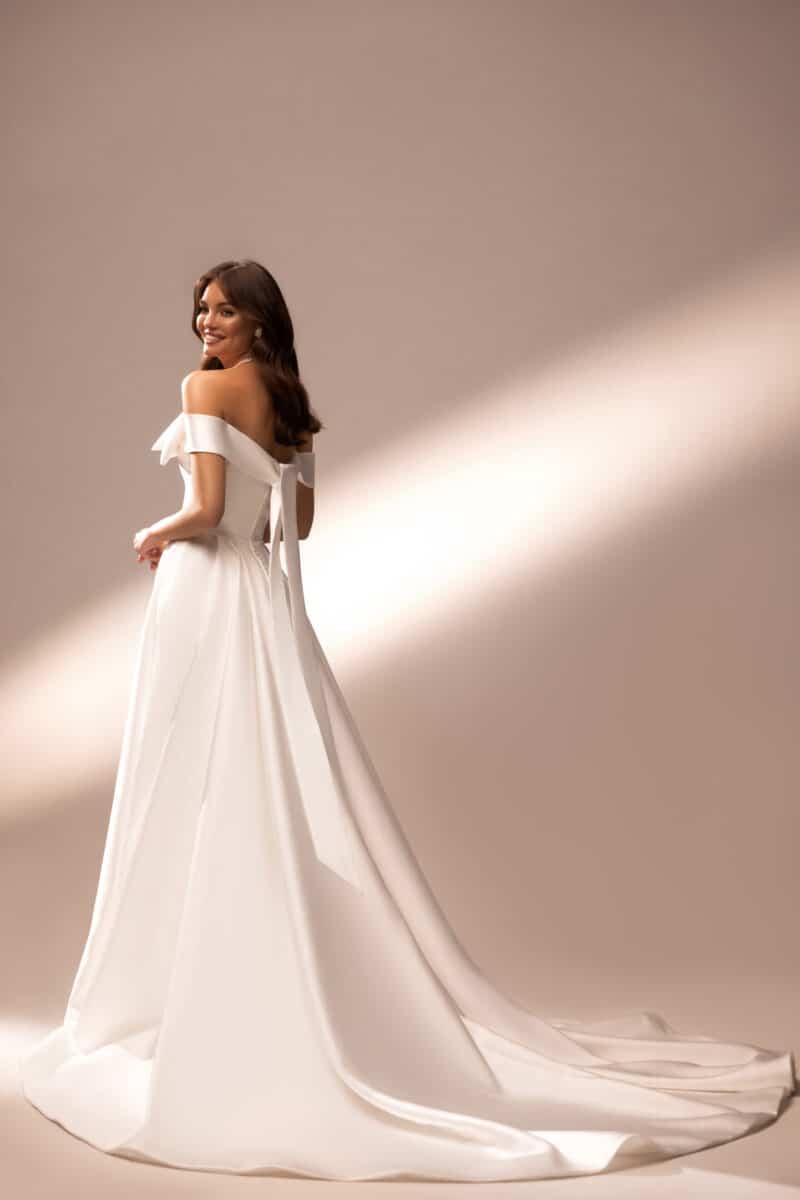 Off-the-shoulder Satin Princess Wedding Dress - NANA - Image 3