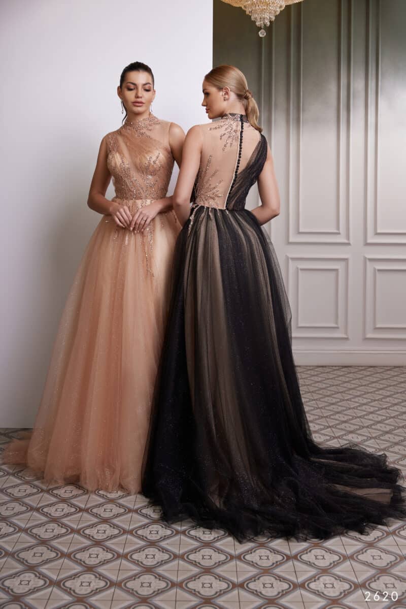 SHEILA , Rose Gold A-line Wedding Dress, Black Wedding Dress - Image 3