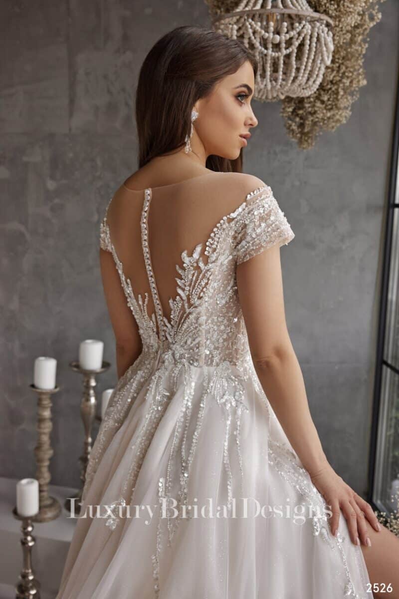 LORENSA , Sweetheart Neckline Beaded Sparkling Boho Wedding Dress - Image 4