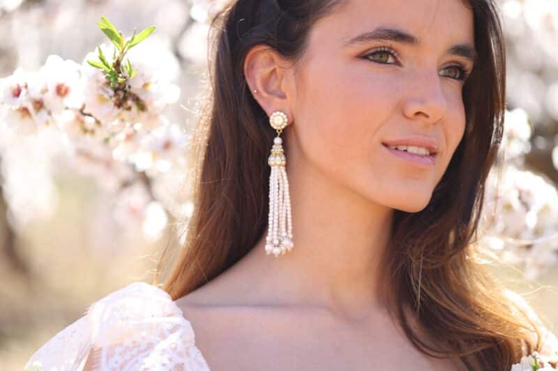 JASMINE , Long Art Deco Tassel Pearl Crystal Gatsby Wedding Earrings - Image 2