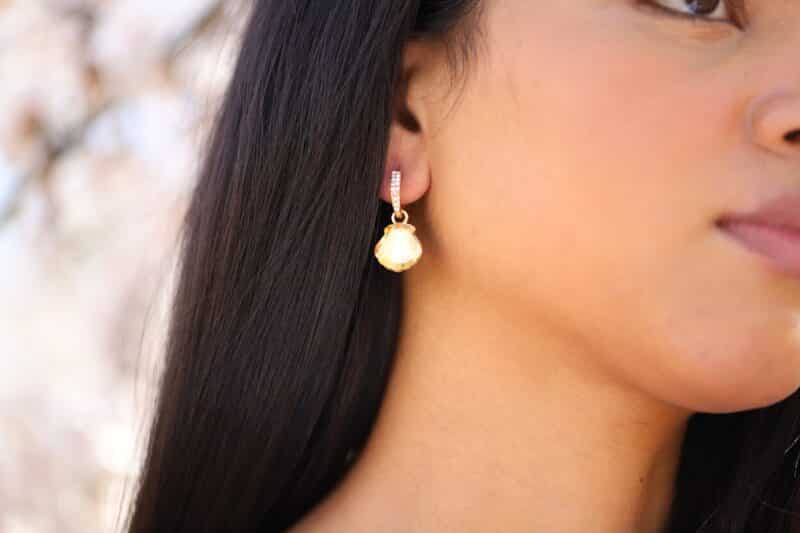 LIDIA , Champagne Gold Minimalist Stud Wedding Earrings - Image 7