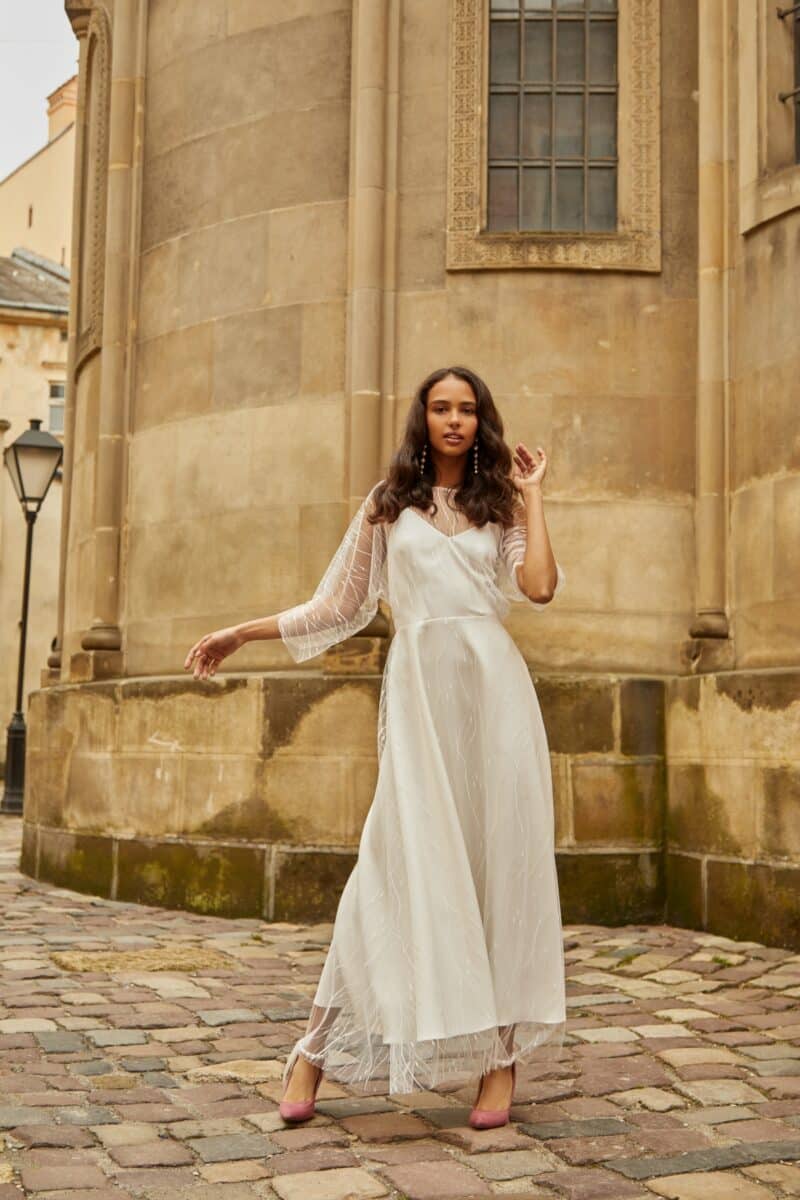 Long Sleeves Boho Wedding Dress With Sexy Open Back - ORNELLA