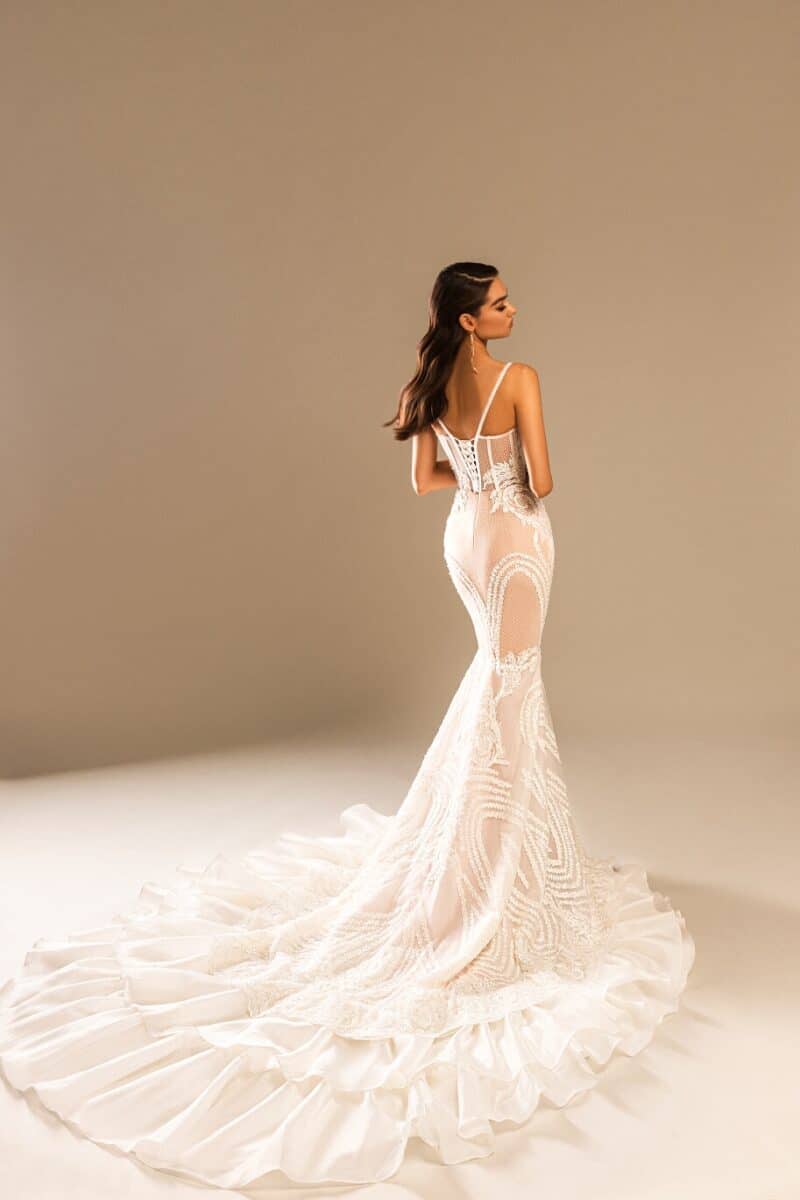 CAROLINE , Sweetheart Neckline Sexy Mermaid Wedding Dress With Long Train - Image 2