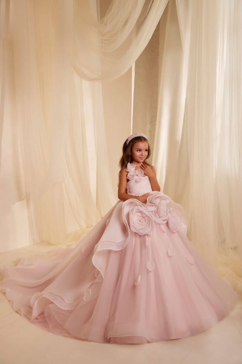 Pink Princess Children Flower Girl Dress - ABBY - Image 5