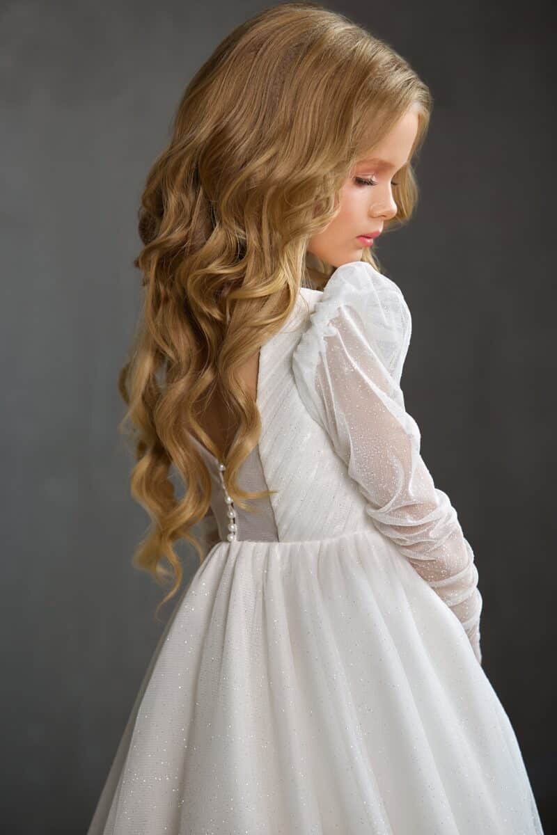 Long Sleeves A-line Flower Girl First Communion Dress -AVERY - Image 2