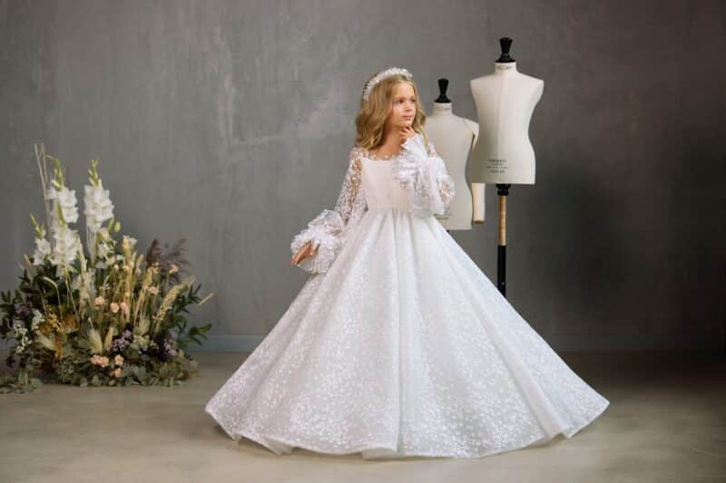 Illusion V-Back Girl First Communion Dress - DANITZA - Image 3