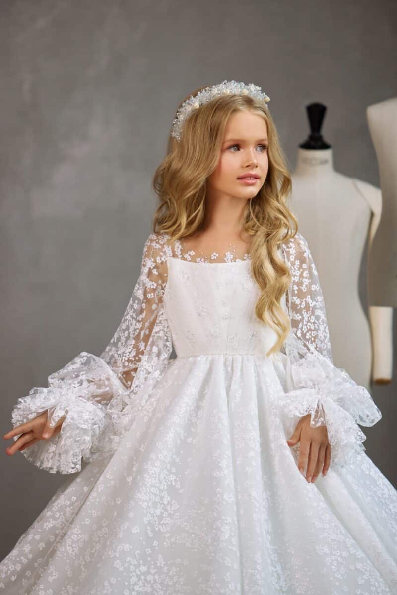 Illusion V-Back Girl First Communion Dress - DANITZA