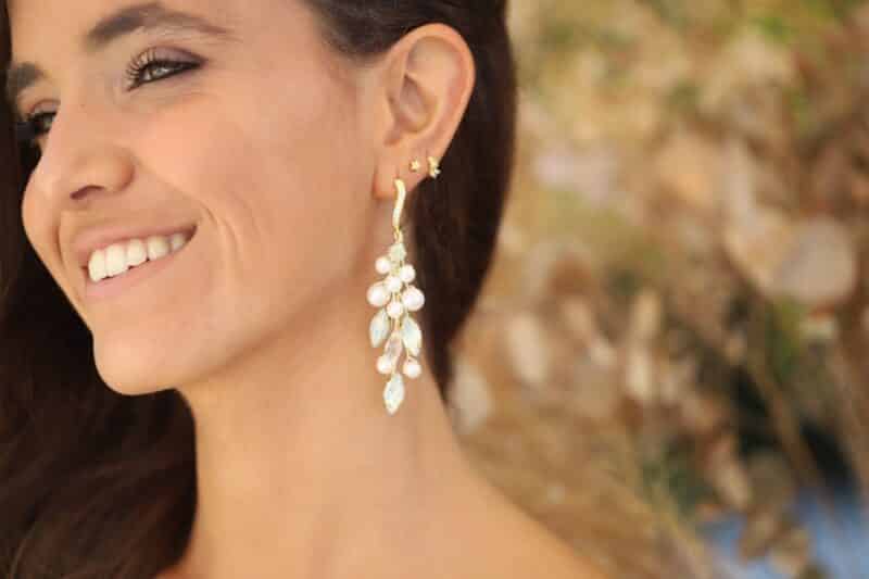 White Opal Boho Wedding Earrings - BERTA - Image 3