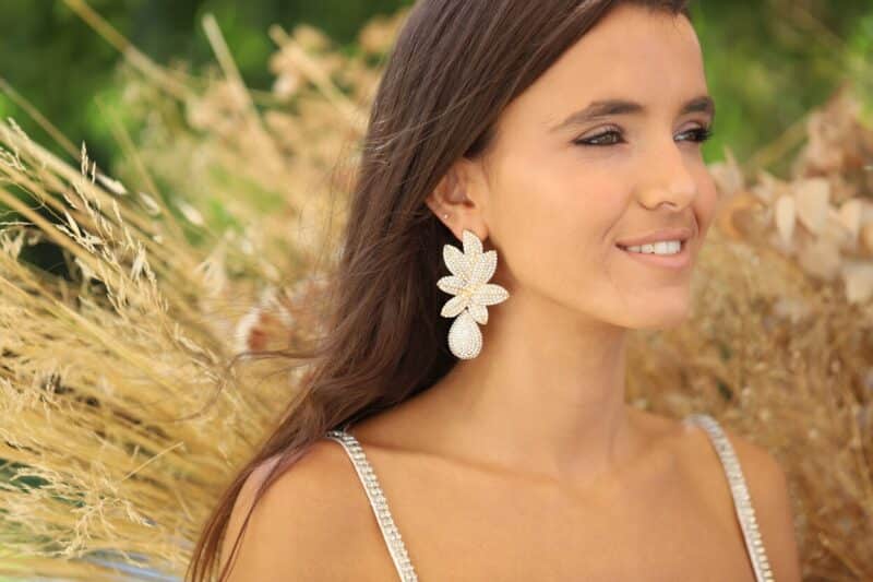 Flower Boho Bridal Earrings - ELLE - Image 3