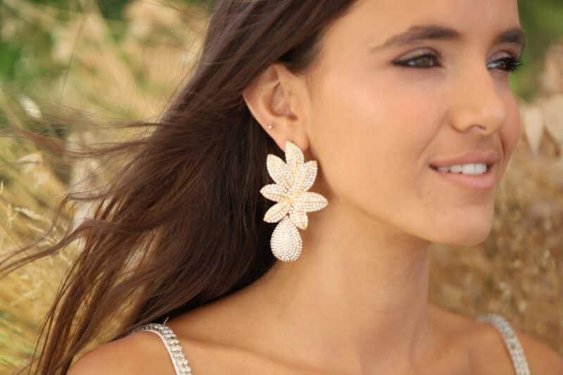 Flower Boho Bridal Earrings - ELLE - Image 2