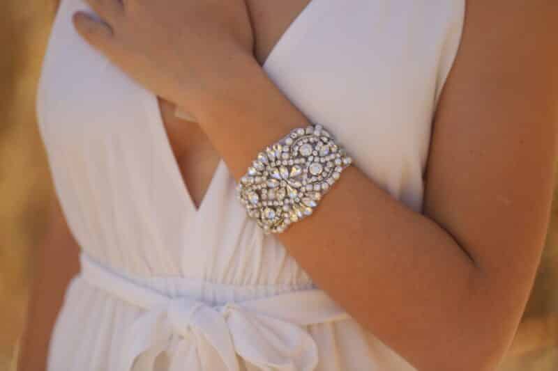 Rose Gold Crystal Cuff Wedding Bracelet - JENNIFER - Image 8