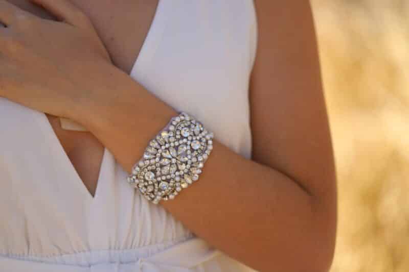 Rose Gold Crystal Cuff Wedding Bracelet - JENNIFER - Image 7