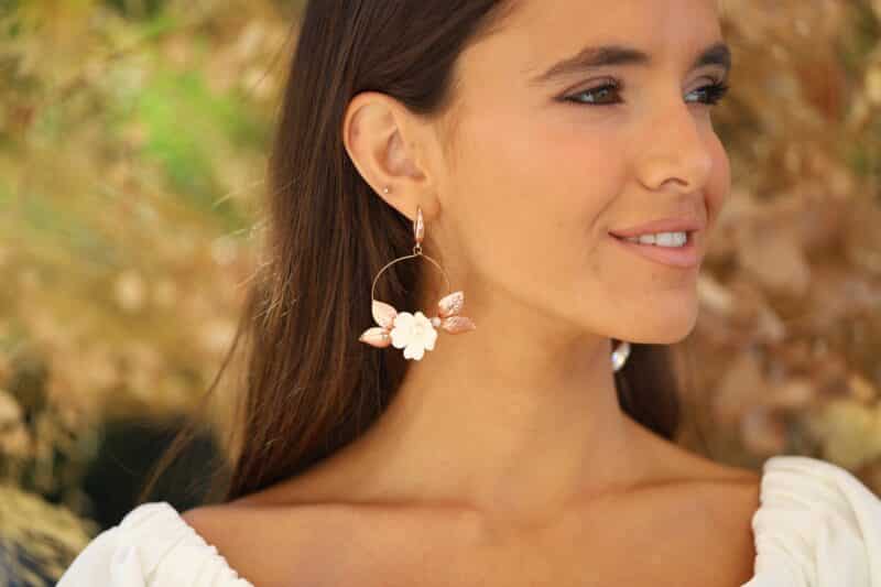 Polymer Clay Flower Leaf Boho Bridal Earrings - DANIELE - Image 5