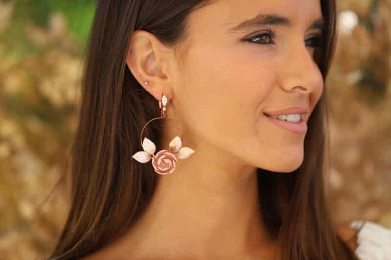 Flower Hoop Statament Boho Wedding Earrings - ADORA