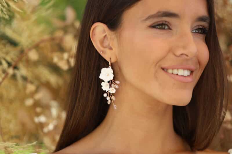 Flower Statement Boho Wedding Earrings - ROSALITA - Image 3