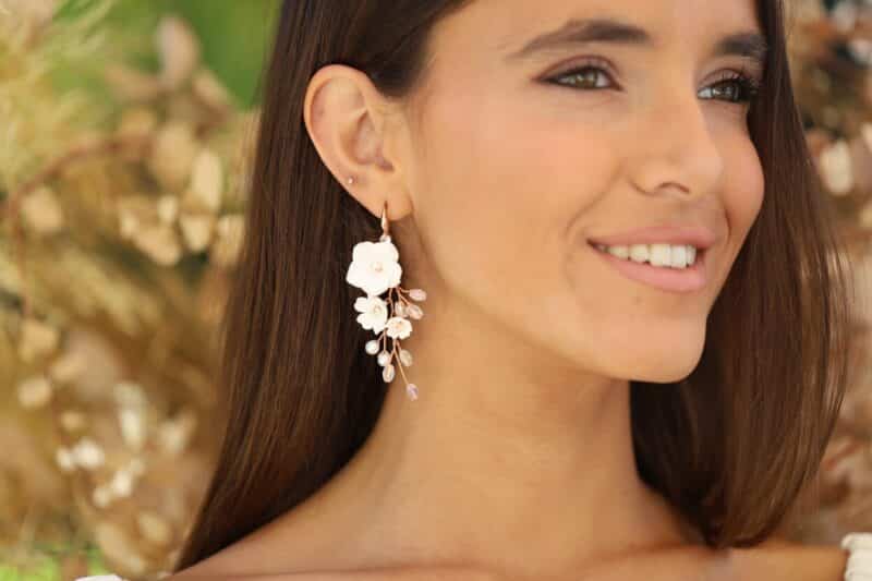 Flower Statement Boho Wedding Earrings - ROSALITA