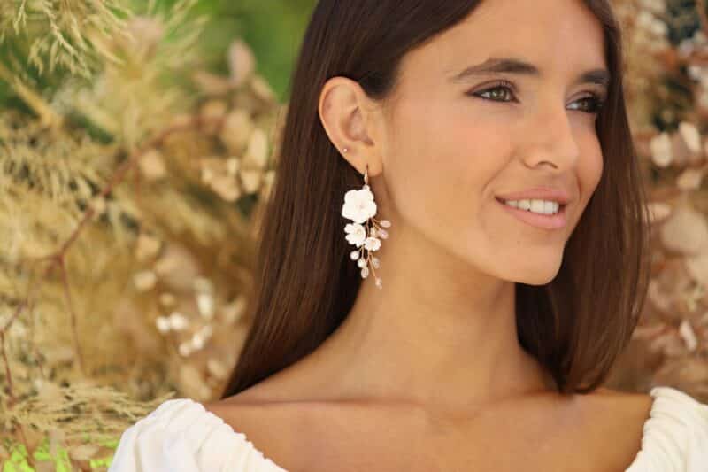 Flower Statement Boho Wedding Earrings - ROSALITA - Image 5