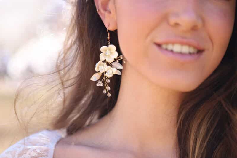 Porcelain Flower Boho Wedding Earrings - CHANTAL - Image 4