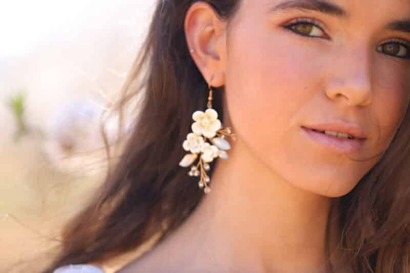 Porcelain Flower Boho Wedding Earrings - CHANTAL - Image 5