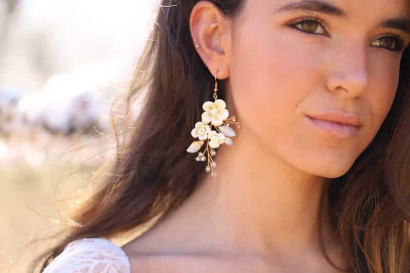 Porcelain Flower Boho Wedding Earrings - CHANTAL - Image 6