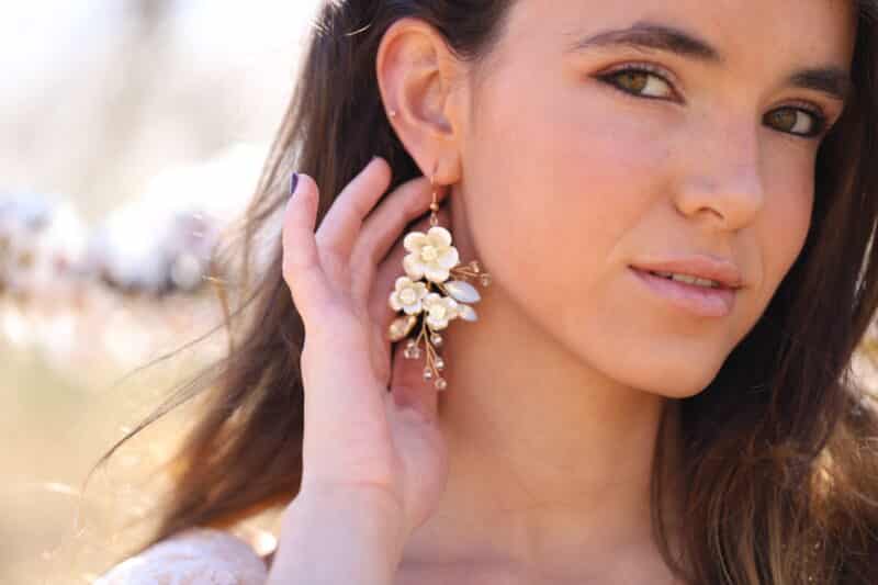 Porcelain Flower Boho Wedding Earrings - CHANTAL