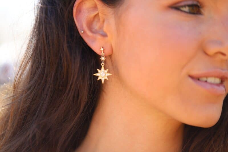 Star and Moon Celestial Boho Wedding Earrings - MAIA - Image 2