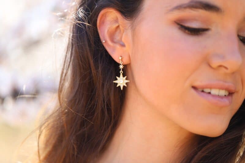 Star and Moon Celestial Boho Wedding Earrings - MAIA - Image 4