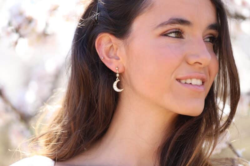 Star and Moon Celestial Boho Wedding Earrings - MAIA - Image 5