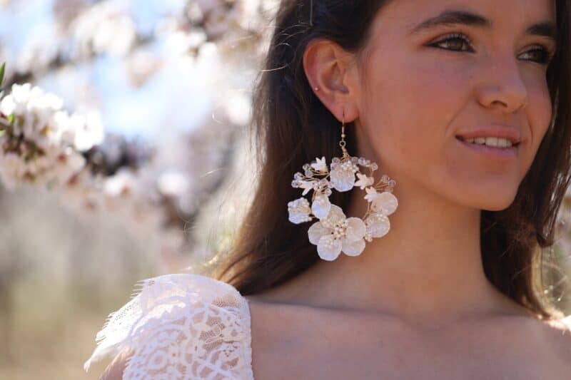 Porcelain Flower Statement Boho Wedding Earrings - GENEVIEVE - Image 8