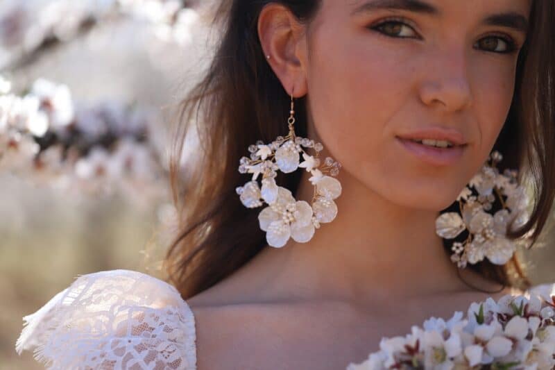 Porcelain Flower Statement Boho Wedding Earrings - GENEVIEVE