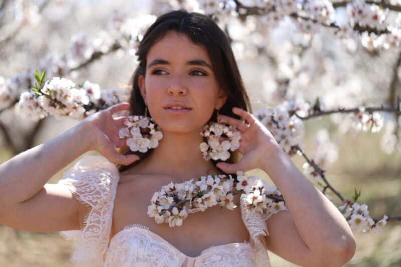 Porcelain Flower Statement Boho Wedding Earrings - GENEVIEVE - Image 6