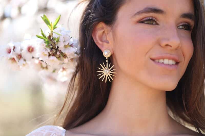 Sun Star Celestial Gold Statement Wedding Earrings - XIMENA - Image 3