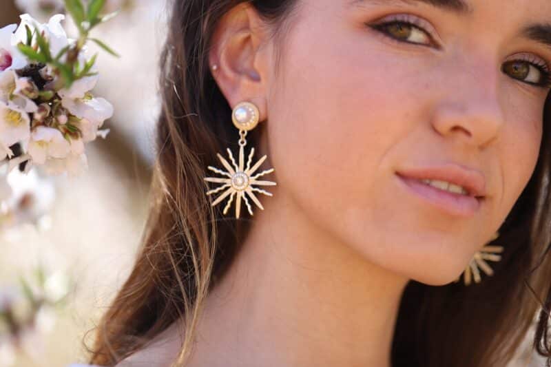 Sun Star Celestial Gold Statement Wedding Earrings - XIMENA