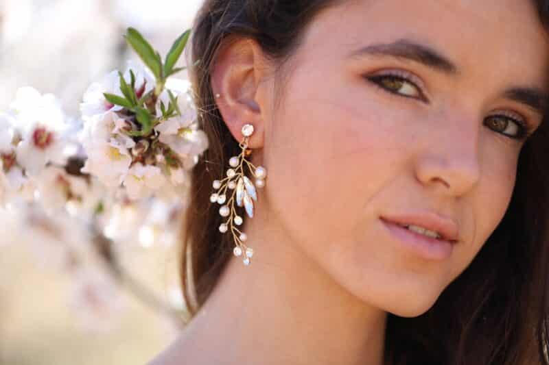 Crystal Gold Boho Wedding Earrings - LISETTE - Image 4