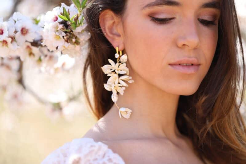 Flower Gold Statement Boho Wedding Earrings - REMI