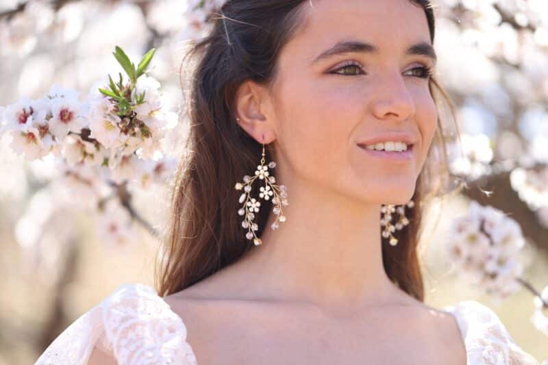 Flower Boho Wedding Earrings - HENRIETTA - Image 3