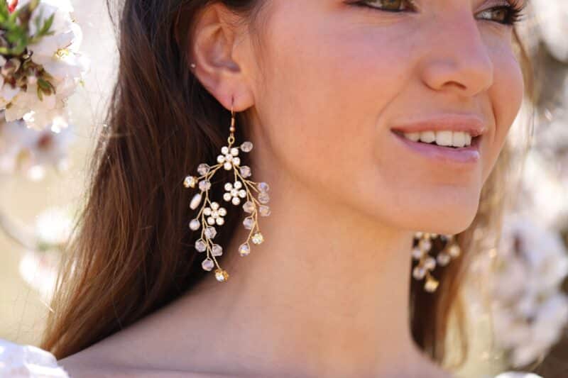 Flower Boho Wedding Earrings - HENRIETTA - Image 4