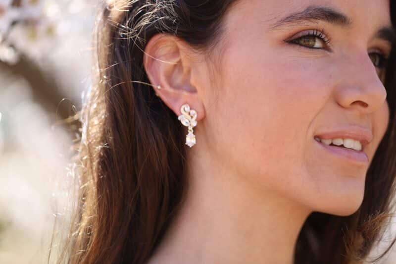 Gold Cubic Zirconia Statement Wedding Earrings - LAUREN - Image 2