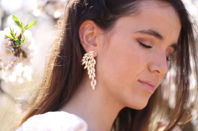 Crystal Gold Statement Wedding Earrings - KAYLA - Image 3